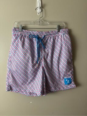 Men's Baseballism Blue & Pink Baseball Stitching Athletic Shorts Large